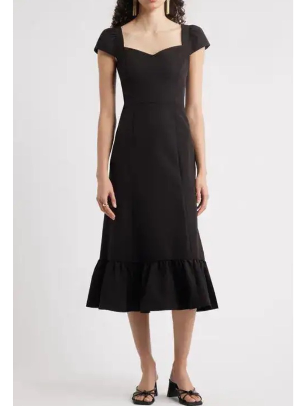 Chelsea28 Sweetheart Neckline Cap Sleeve Midi Dress